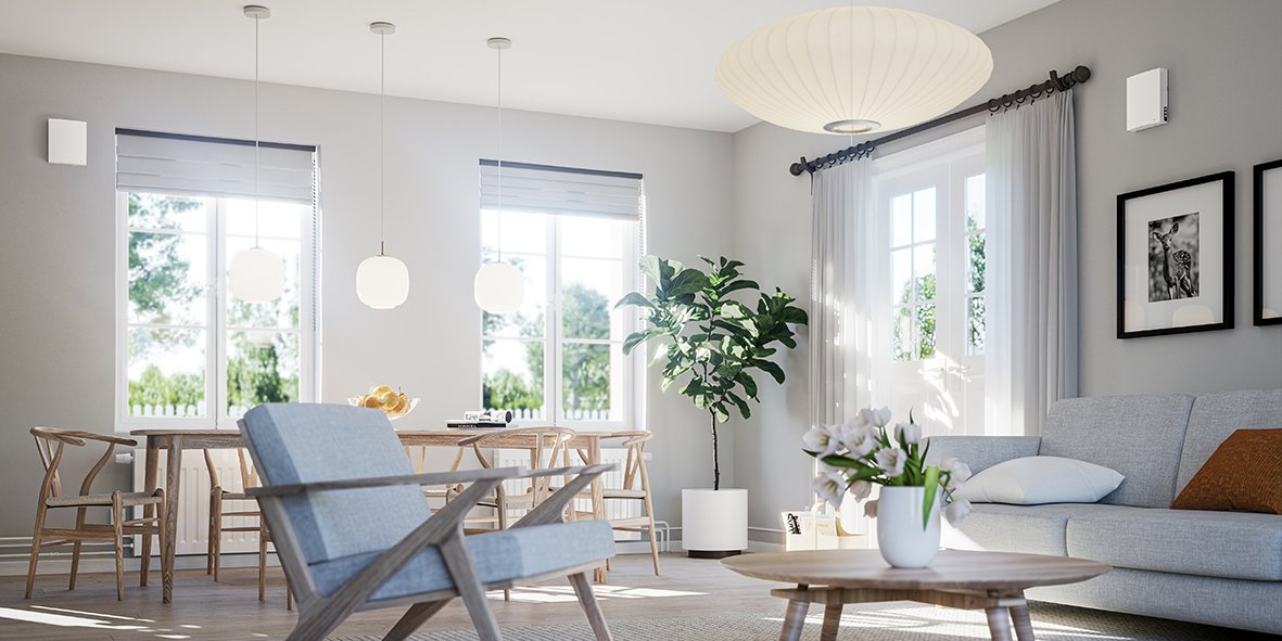 Living room interior with balanced ventilation and fresh air
