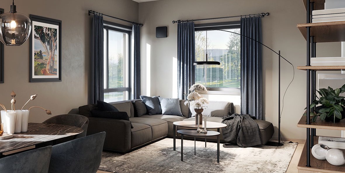 Room ventilator installed in living room interior